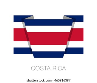 Flag of Costa Rica. Flat Icon Wavering Flag with Country Name on a White Background