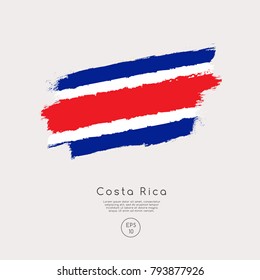 Flag of Costa Rica in Grunge Brush Stroke : Vector Illustration