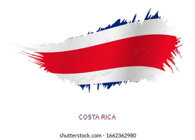 Flag of Costa Rica in grunge style with waving effect, vector grunge brush stroke flag.