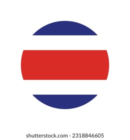 The flag of Costa Rica. Flag icon. Standard color. A circular flag. Computer illustration. Digital illustration. Vector illustration.