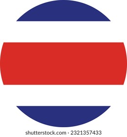 The flag of Costa Rica. Flag icon. Standard color. A circular flag. Computer illustration. Digital illustration. Vector illustration.