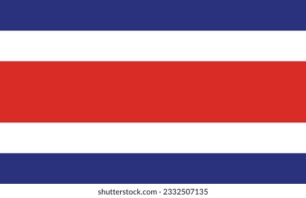 The flag of Costa Rica. Flag icon. Standard color. Standard size. A rectangular flag. Computer illustration. Digital illustration. Vector illustration.