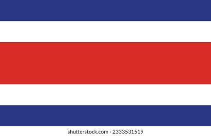 The flag of Costa Rica. Flag icon. Standard color. Standard size. A rectangular flag. Computer illustration. Digital illustration. Vector illustration.