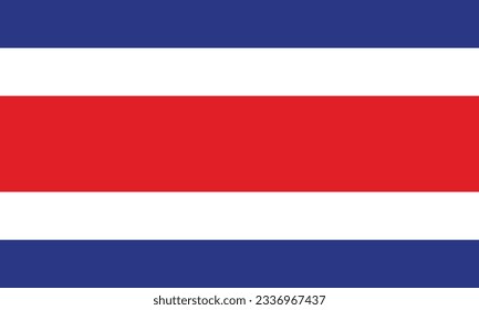 The flag of Costa Rica. Flag icon. Standard color. Standard size. A rectangular flag. Computer illustration. Digital illustration. Vector illustration.