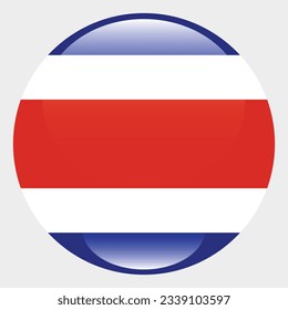 The flag of Costa Rica. Flag icon. Standard color. Circle icon flag. 3d illustration. Computer illustration. Digital illustration. Vector illustration.