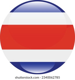 The flag of Costa Rica. Flag icon. Standard color. Circle icon flag. 3d illustration. Computer illustration. Digital illustration. Vector illustration.