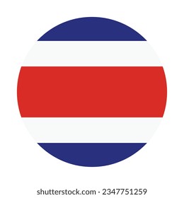The flag of Costa Rica. Flag icon. Standard color. Circle icon flag. Computer illustration. Digital illustration. Vector illustration.