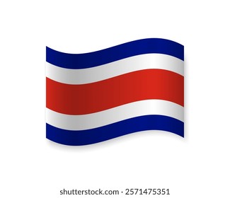 Flag of Costa Rica icon. Wavy vector element with shadow. Best for mobile apps, UI and web design.