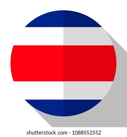 Flag Costa Rica - round flatstyle button with a shadow. 