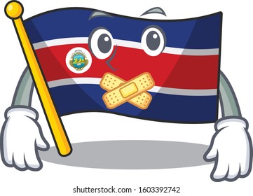 Flag costa rica Scroll mascot cartoon character design on silent gesture
