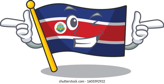Flag costa rica Scroll mascot cartoon design with Wink eye