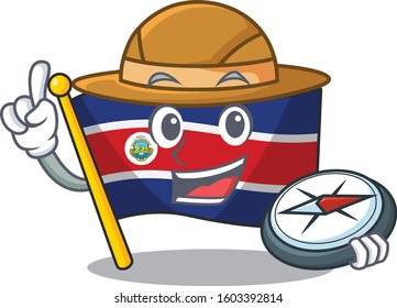 Flag costa rica Scroll A stylized Explorer with a compass