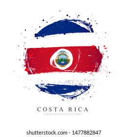 Flag of Costa Rica in the shape of a large circle. Vector illustration on a white background. Brush strokes are drawn by hand. Independence Day.