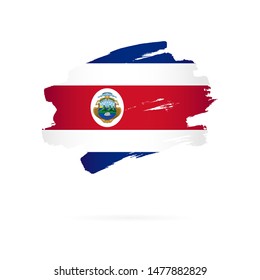 Flag of Costa Rica. Vector illustration on a white background. Brush strokes are drawn by hand.
