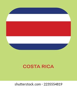 Flag of Costa Rica, Costa Rica flag vector illustration, Costa Rica flag in rounded corner, Button style Costa Rica flag.