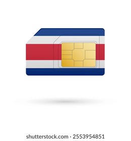 Flag of Costa Rica. Vector illustration of SIM Card with flag on white background