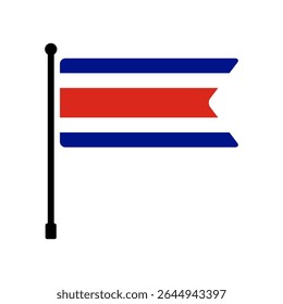 Flag of Costa Rica. Costa Rica flag vector illustration icon design. Flagpole flag icon.