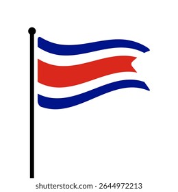 Bandeira da Costa Rica. Design de ícone de ilustração de vetor da bandeira da Costa Rica. Bandeira de mastro flutuante.