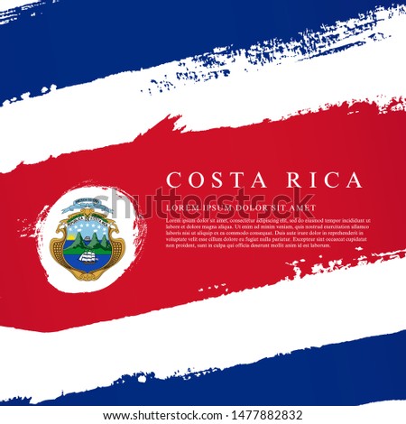 Flag of Costa Rica. Vector illustration on a white background. Brush strokes are drawn by hand. Independence Day.