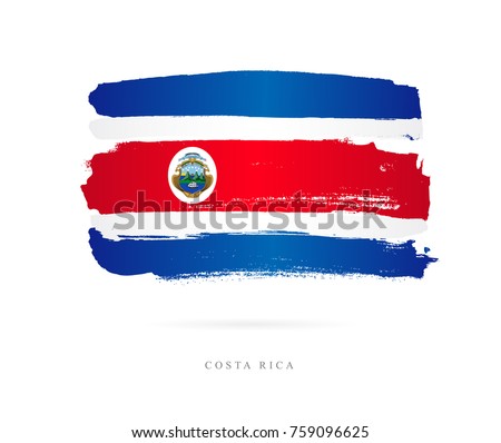 Flag of Costa Rica. Vector illustration on white background. Beautiful brush strokes. Abstract concept. Elements for design.