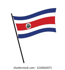 Flag of Costa Rica , Costa Rica flag waving isolated vector illustration
