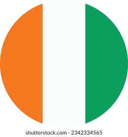 Flag of Cote d 'Ivoire. Flag icon. Standard color. Circle icon flag. Computer illustration. Digital illustration. Vector illustration.