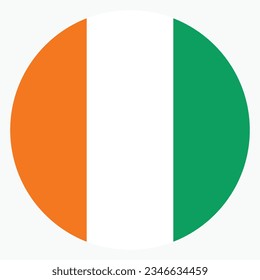 Flag of Cote d 'Ivoire. Flag icon. Standard color. Circle icon flag. Computer illustration. Digital illustration. Vector illustration.