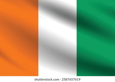 Flag of Cote d 'Ivoire. Cote d 'Ivoire flag official colors and proportion digital vector illustration. Waving flag.