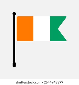 Bandeira da Costa do Marfim. Cote d'Ivoire bandeira vetor ilustração ícone design. Ícone do sinalizador de polo.