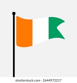 Bandeira da Costa do Marfim. Cote d'Ivoire bandeira vetor ilustração ícone design. Bandeira de mastro flutuante.