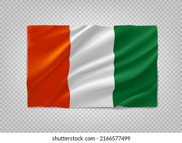 Flag of Cote Divoire. 3d vector object isolated on transparent background