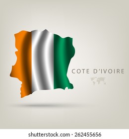 Flag of COTE D'IVOIRE as a country with shadow