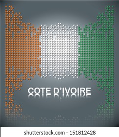 Flag of Cote d'Ivoire from falling square blocks, vector