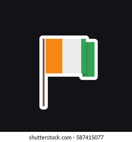 flag of Cote d'Ivoire icon, sticker. vector illustration