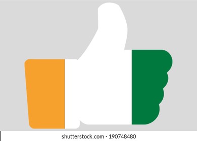 The flag of Cote Divoire in a Thumbs Up Icon