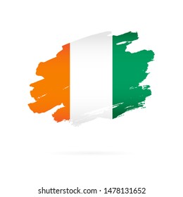 Flag of Cote d'Ivoire. Vector illustration on a white background. Brush strokes are drawn by hand.
