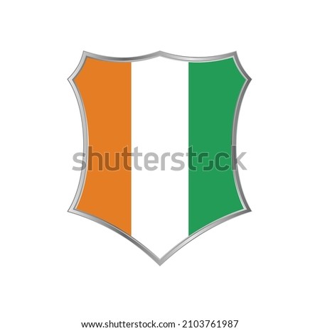 Flag of Cote Dlvoire with silver shield frame