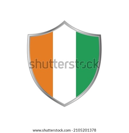 Flag of Cote Dlvoire with silver shield frame