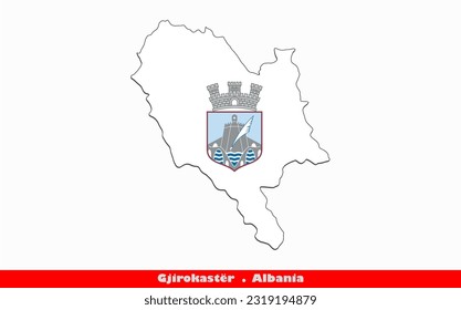 Gjirokastër Flag - Counties of Albania (Vector)