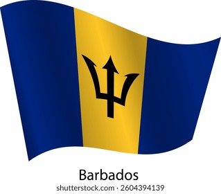 Flag of the country Barbados on a white background.