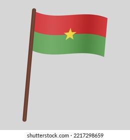 Flag of the country Burkina Faso. Flag on the flagpole. vector illustration