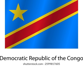 Flag of the country Democratic Republic of the Congo on a white background.