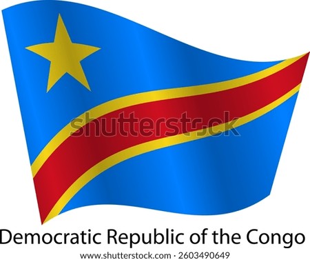 Flag of the country Democratic Republic of the Congo on a white background.