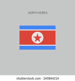 Flag of country in flat design 2015 North Korea