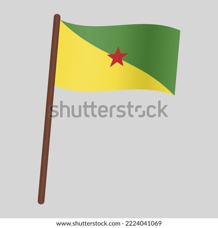 Flag of the country of Guiana. Flag on the flagpole. Vector illustration
