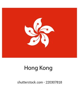 Flag  of the country hong kong. Vector illustration.  Exact colors. 