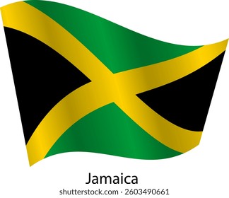 Flag of the country Jamaica on a white background.