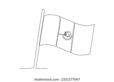 A flag of the country of Mexico. Independencia de Mexico one-line drawing