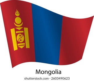 Flag of the country Mongolia on a white background.