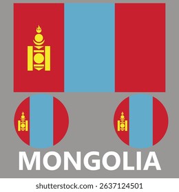 Flag  of the country  Mongolia. Vector illustration.  Exact colors. 